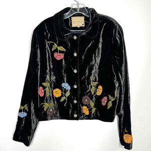 Double D Ranch Black Velvet Embroidered Jacket RARE! Western/Boho Size Medium